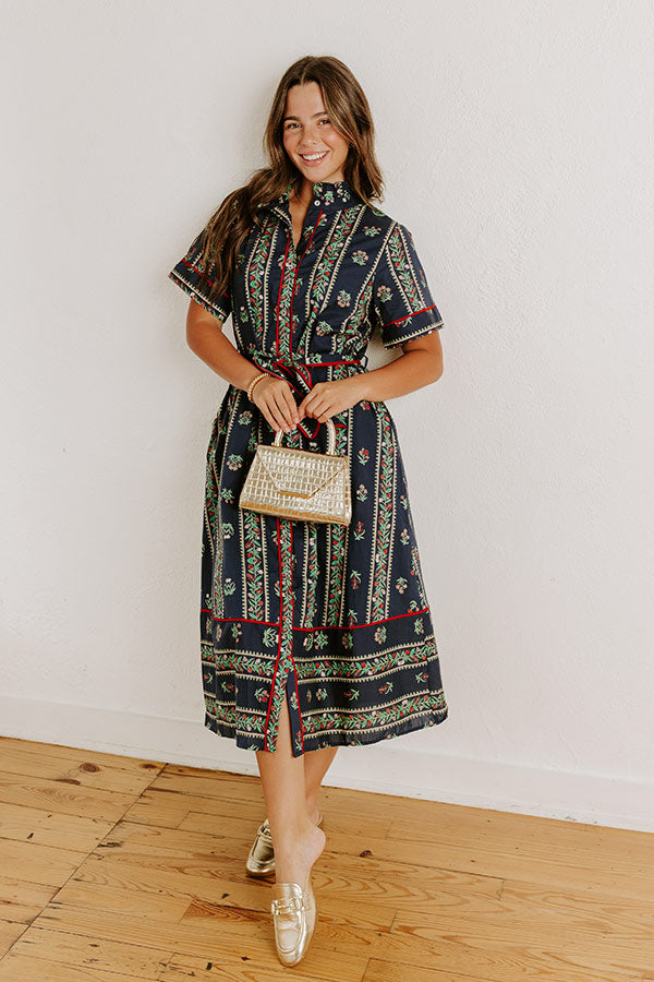 Rosewood Fields Floral Midi Dress in Navy Image 4