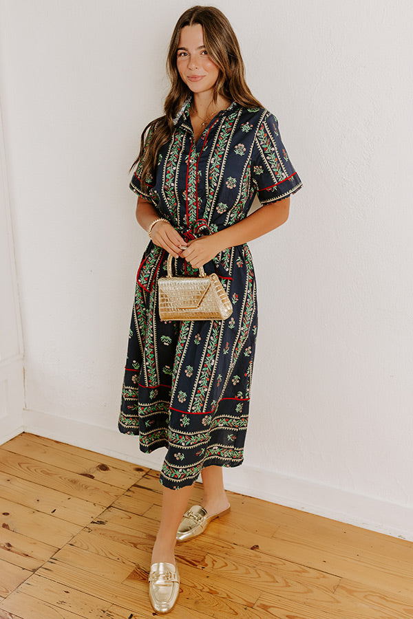 Rosewood Fields Floral Midi Dress in Navy Image 1