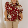Dreaming Of Dahlias Button Up Top in Wine Curves Image 1