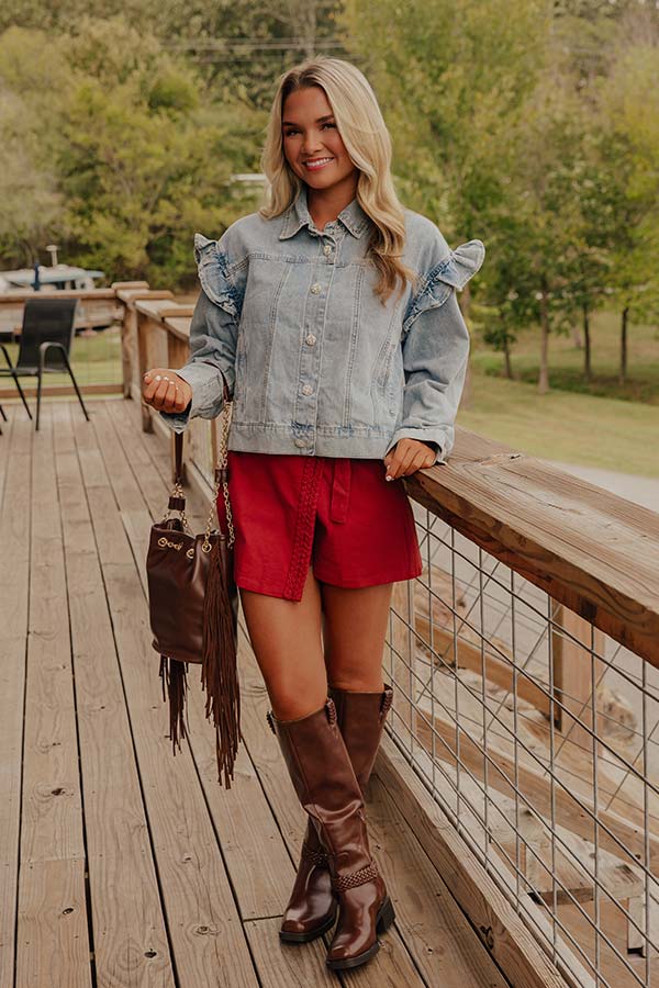 The Ariel High Waist Skort in Brick Red Image - 2