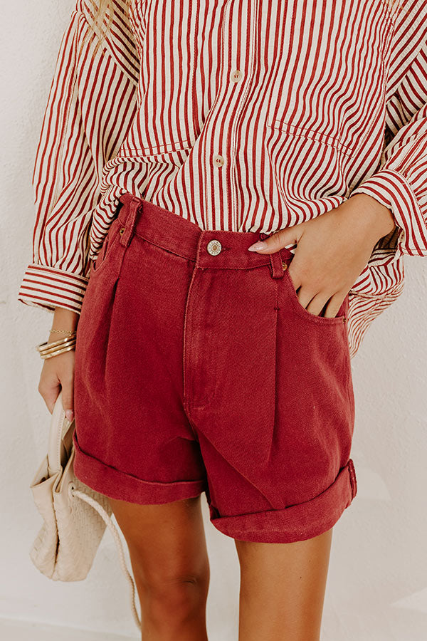 The Milly High Waist Shorts in Red Image 2