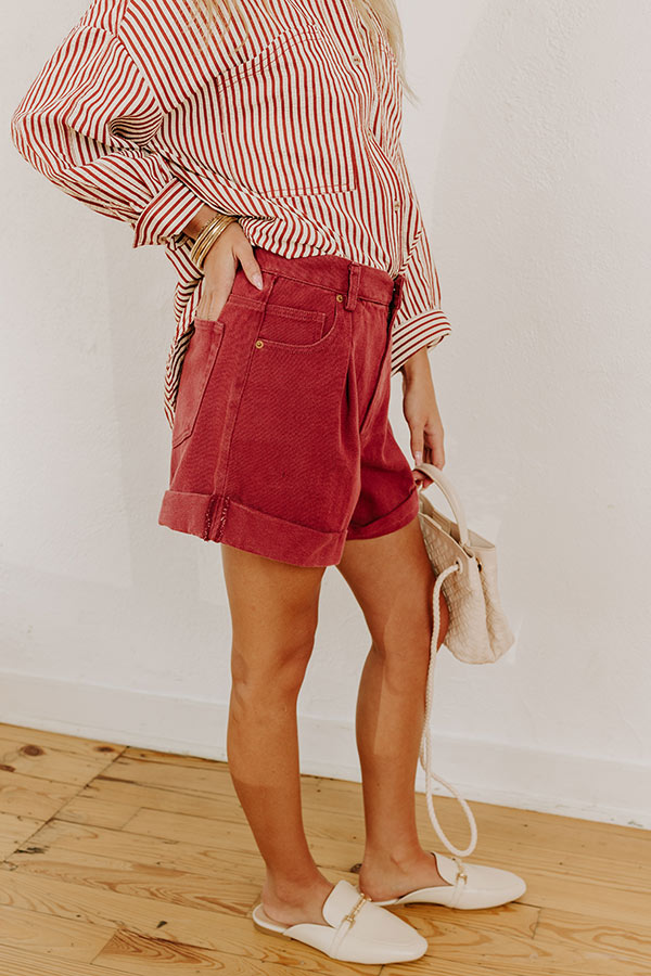 The Milly High Waist Shorts in Red Image 5