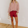 Stripe A Pose Oversized Button Up Top in Rust Image 1