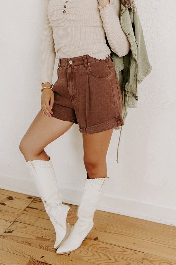 The Milly High Waist Shorts in Hazelnut Image 3