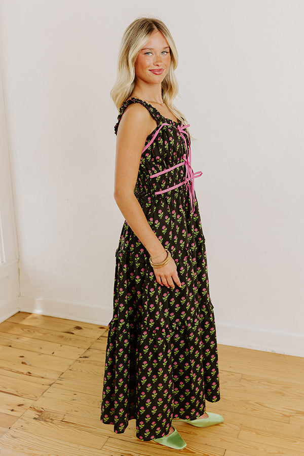 Apple Orchard Stroll Floral Midi Dress in Black L / Black Apple Orchard Stroll Floral Midi Dress in Black L / Black
