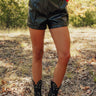 The Cecily High Waist Faux Leather Shorts in Black Image - 1