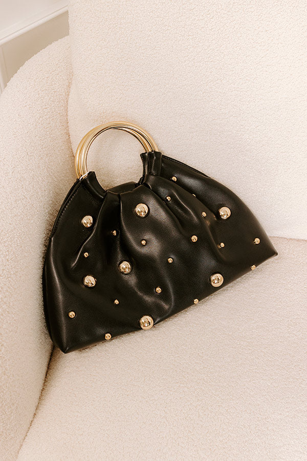 Harper Faux Leather Studded Purse in Black Image 4