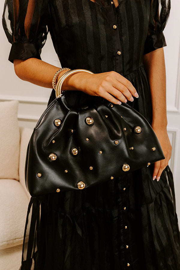 Harper Faux Leather Studded Purse in Black Image 1