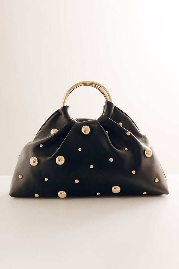 Harper Faux Leather Studded Purse in Black Image - 2