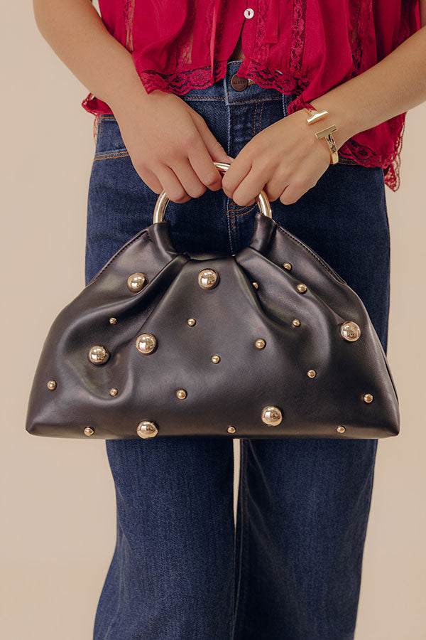 Harper Faux Leather Studded Purse in Black Image - 1