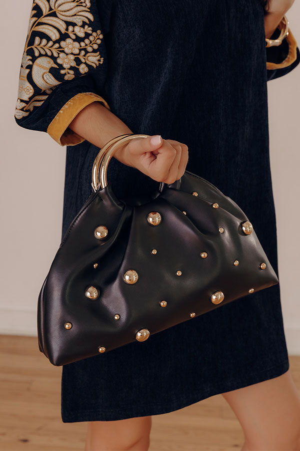 Harper Faux Leather Studded Purse in Black