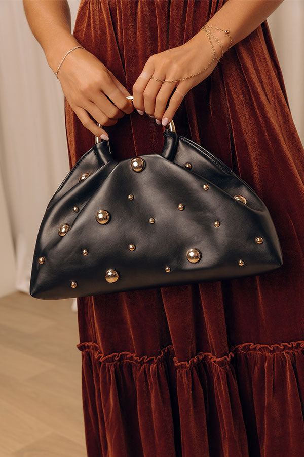Harper Faux Leather Studded Purse in Black Image - 1