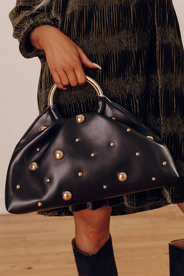 Harper Faux Leather Studded Purse in Black Image - 1