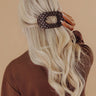 Quilted Large Round Hair Claw Clip in Dark Taupe Image - 1