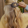 Quilted Large Round Hair Claw Clip in Dark Taupe Image - 1