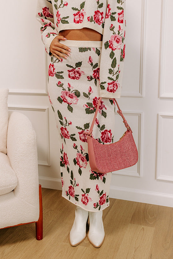 Rose Garden Stroll High Waist Knit Midi Skirt Image 2