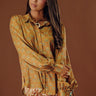 Midtown Chic Satin Button Up Top in Camel Image - 1