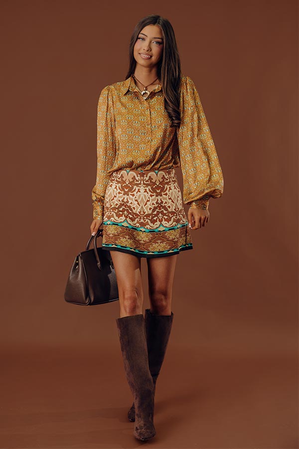 Midtown Chic High Waist Skort in Camel Image - 1