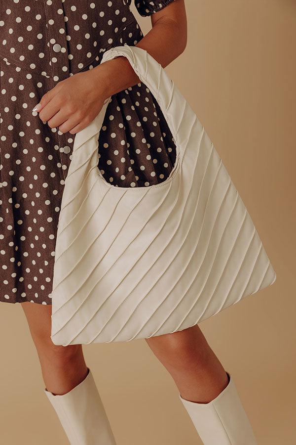 Allie Faux Leather Hobo Tote in Cream Image - 1