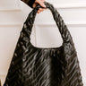 Allie Faux Leather Hobo Tote in Black Image 2