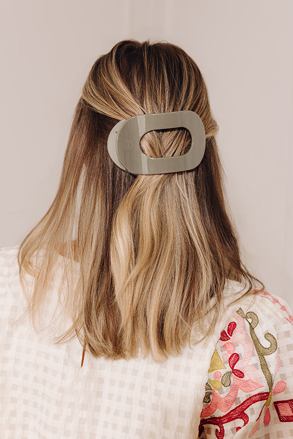 Flat Large Round Hair Claw Clip in Sage Image - 1