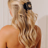 Quilted Large Round Hair Claw Clip in Black Image - 1