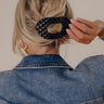 Quilted Large Round Hair Claw Clip in Black Image - 1