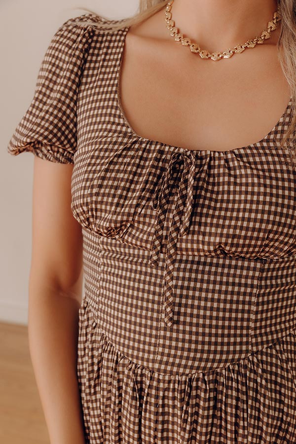 Sweet Sunset Gingham Midi Dress Image - 3
