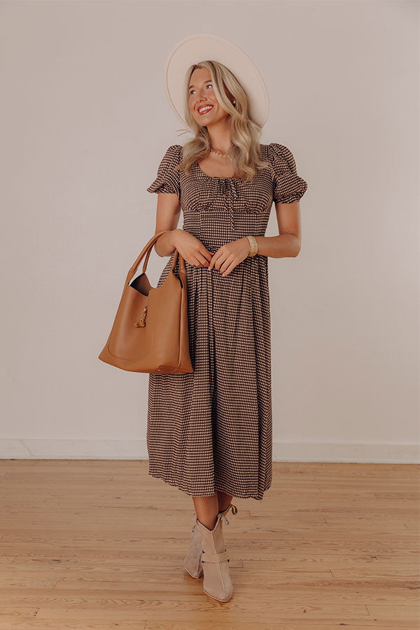 Sweet Sunset Gingham Midi Dress Image - 4