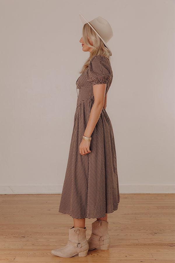 Sweet Sunset Gingham Midi Dress Image - 5
