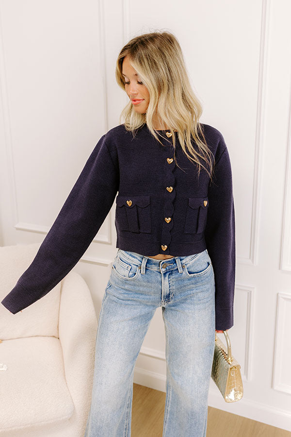 Easy To Style Knit Cardigan in Navy Image 1
