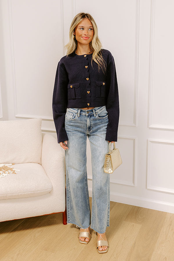 Easy To Style Knit Cardigan in Navy Image 5