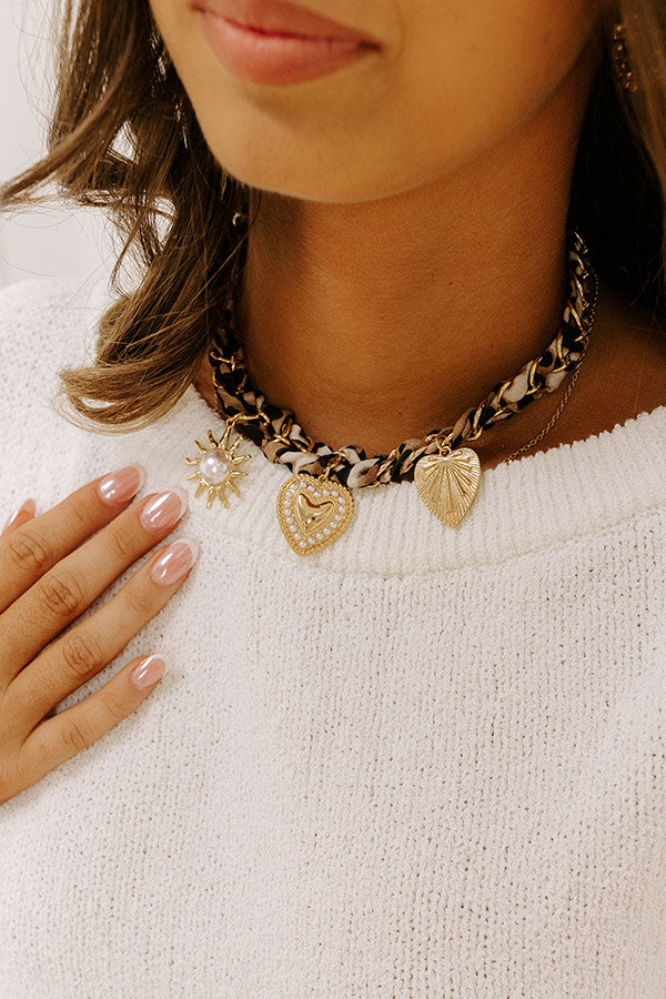 Leopard Love Charm Necklace in Brown Image 1