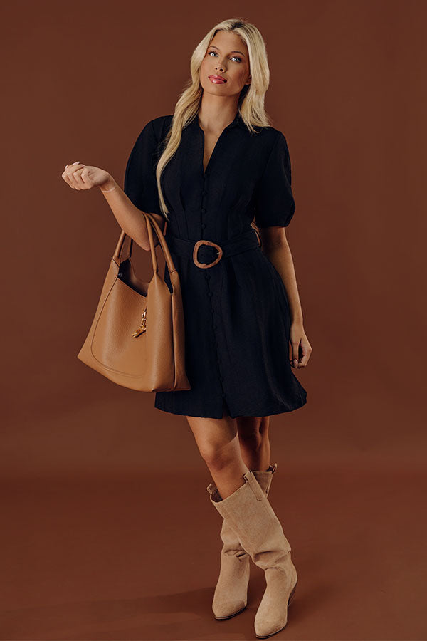 Happy Hour Chic Button Down Mini Dress in Black Image - 1