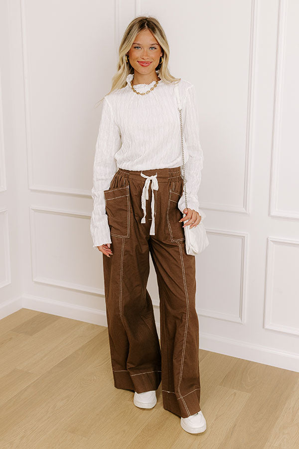 The Brynlee High Waist Wide Leg Pants in Brown Image 2