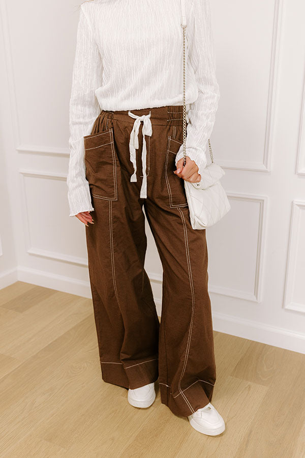 The Brynlee High Waist Wide Leg Pants in Brown Image 3