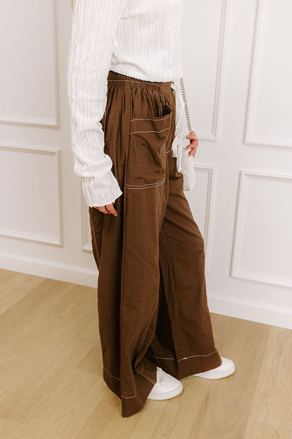 The Brynlee High Waist Wide Leg Pants in Brown Image 4