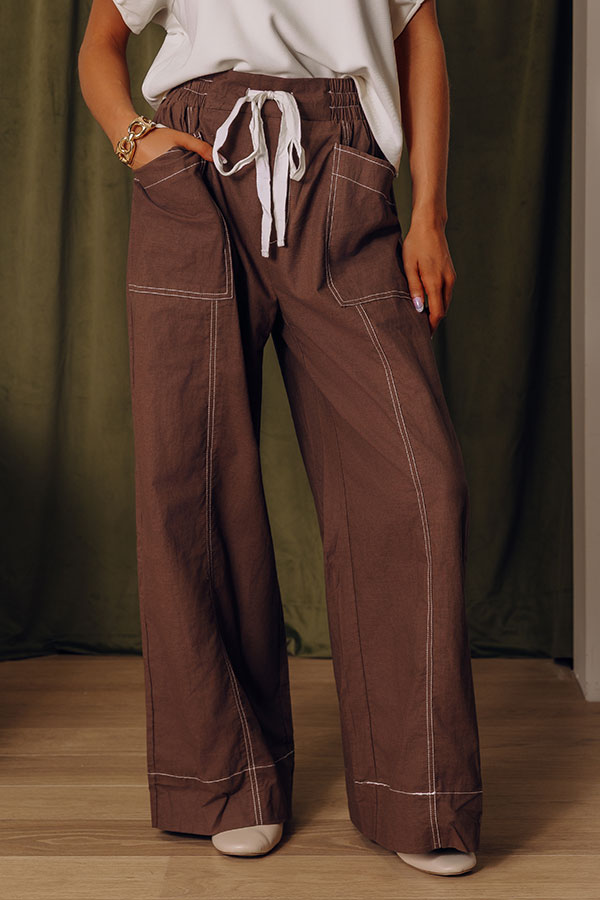 The Brynlee High Waist Wide Leg Pants in Brown Image - 2