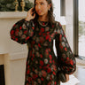 Moonlit Rose Garden Jacquard Mini Dress in Black Image - 1