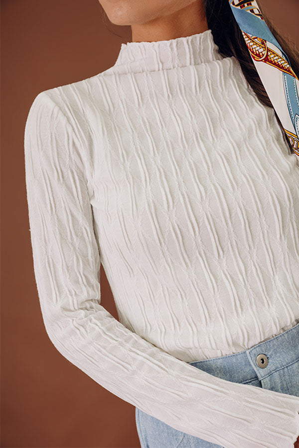 Cappuccino Sippin Knit Top in White Image - 2