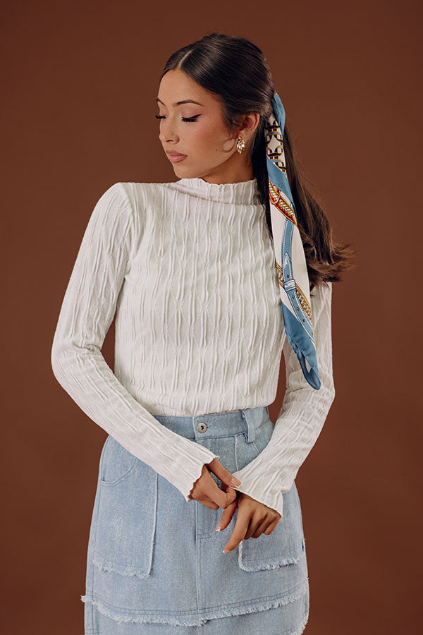 Cappuccino Sippin Knit Top in White