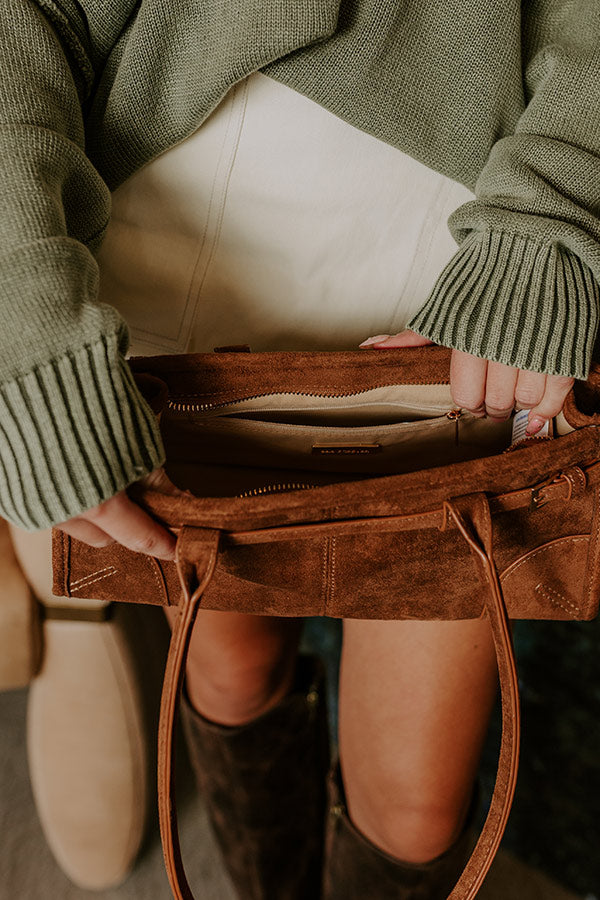 Uptown Charm Faux Suede Purse in Camel Image 4