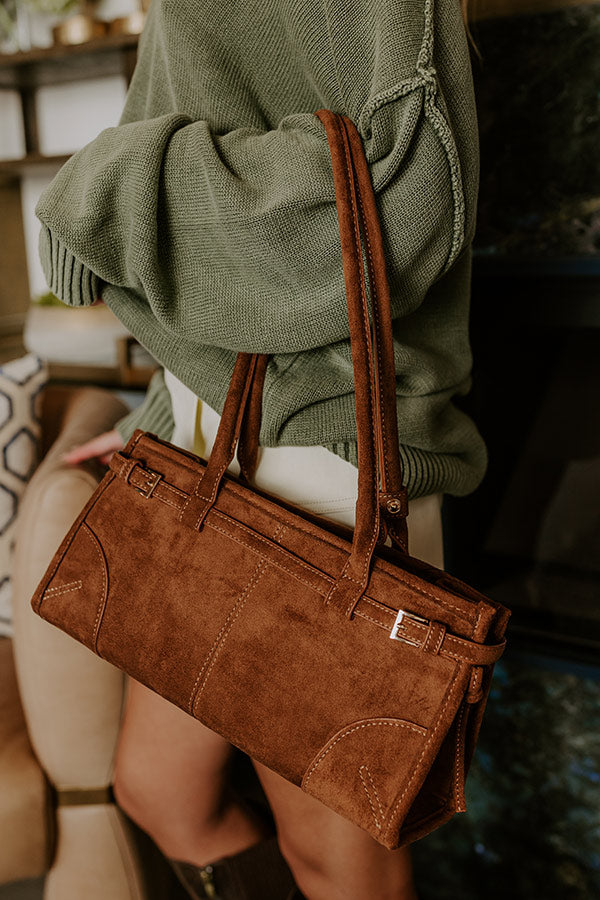 Uptown Charm Faux Suede Purse in Camel Image 1