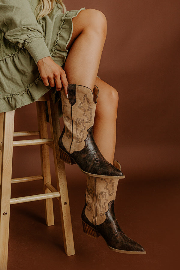 The Daisy Faux Leather Cowboy Boot in Chestnut Image 1