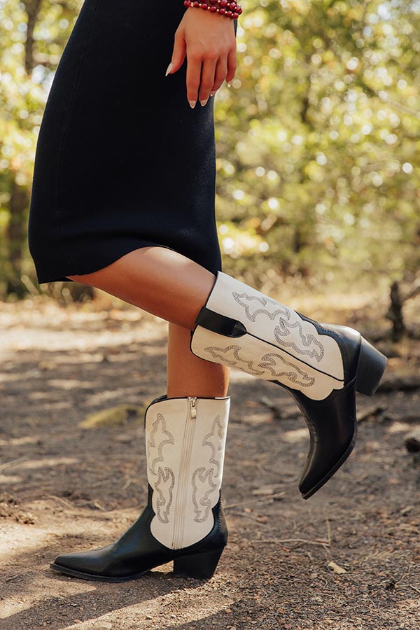 The Daisy Faux Leather Cowboy Boot in Black Image - 1