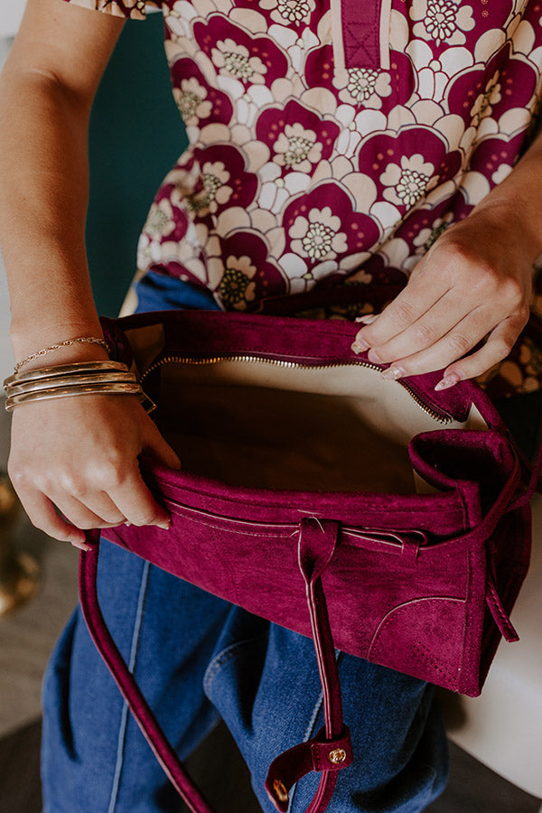 Uptown Charm Faux Suede Purse in Wine Image 2