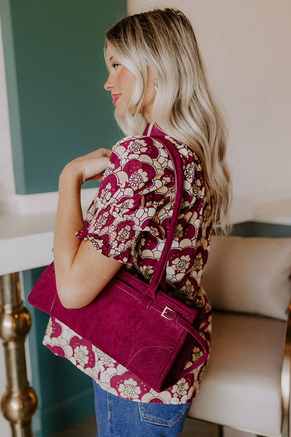 Uptown Charm Faux Suede Purse in Wine Image 1