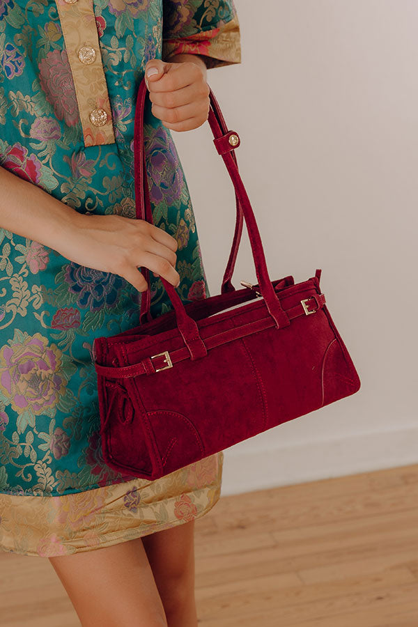 Uptown Charm Faux Suede Purse in Wine