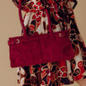 Uptown Charm Faux Suede Purse in Wine Image - 1