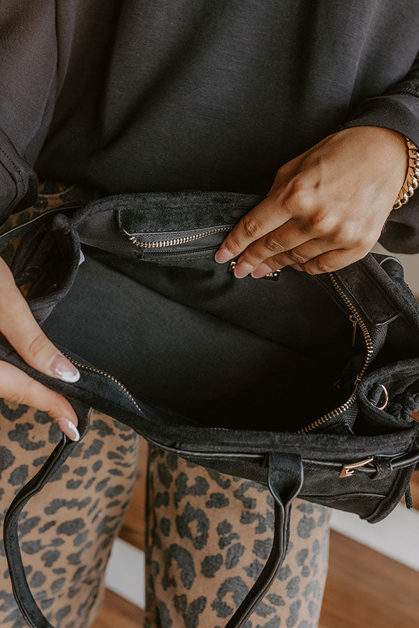 Uptown Charm Faux Suede Purse in Black Image 3